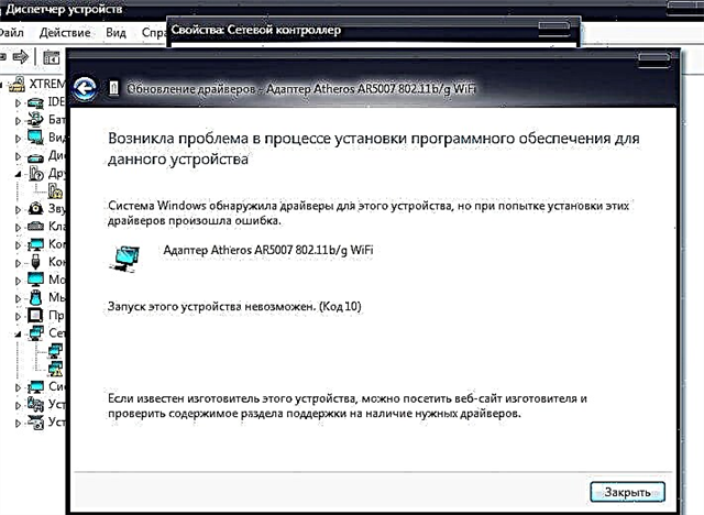 Po namestitvi uradnega gonilnika WiFi se prikaže sporočilo o napaki (Windows 7)